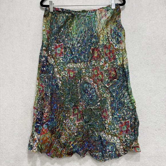 Apropos Skirt Womens Small Multicolor Crinkle Boho Abstract Made USA Patchwork - Picture 5 of 8